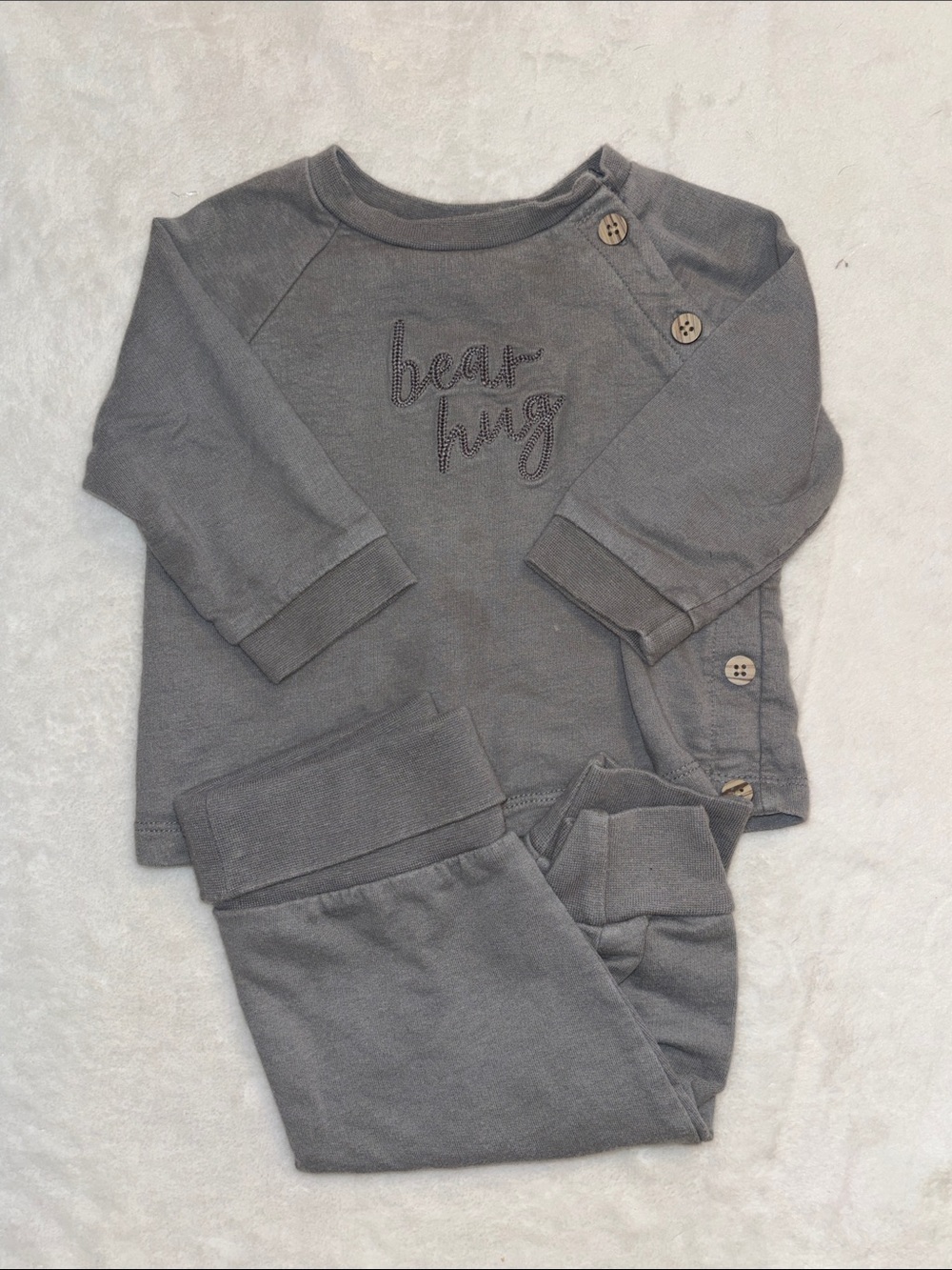 ANKO Cozy Bear Hug Gray Kids matching  Set 3-6 months gender neutral